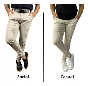 COMPRE 1 E LEVE 3 - Calças Sarja Sport Fino Alfaiataria Brim Chino [DIRETO DA FÁBRICA]
