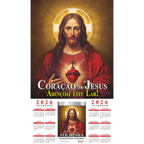 Calendário - Folhinha Sagrado Coração De Jesus 2026 Com Bloco Diário de Oração e Reflexões
