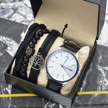 Kit Relógio Minimalista de Couro + Mix de Pulseiras