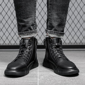 Bota Masculina Italiana Casual de Couro Martin de cano Alto