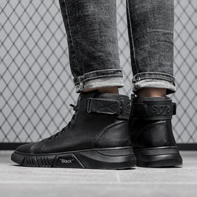 Bota Masculina Italiana Casual de Couro Martin de cano Alto